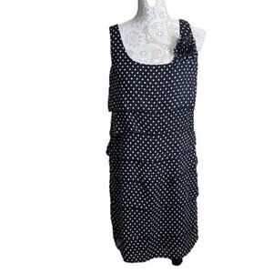 Danny & Nicole dress black & white polka dotted ruffle knee length NWT Women's 8
